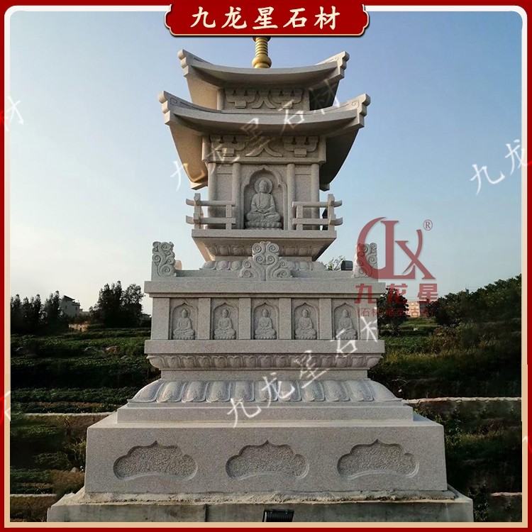 戶外多層仿古樓閣式石雕石塔 公園古建景觀石雕塔